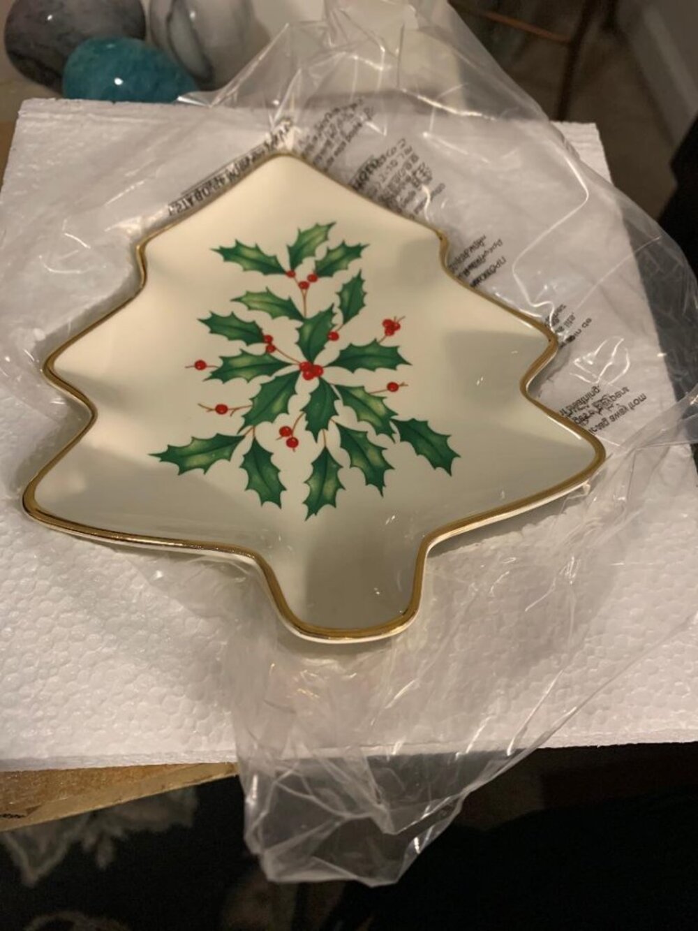 Lenox - Tree Candy Dish - Ivory w/ Gold - Christmas Tree Shape NEW 6" Long